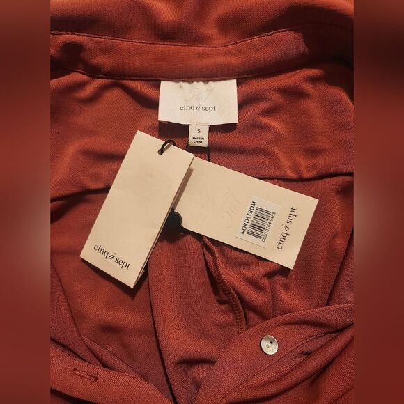 NWT Cinq a Sept  "Arden" Ruched Matte Jersey Button-up Mini Dress sz.S Ret.$345 - Picture 7 of 8